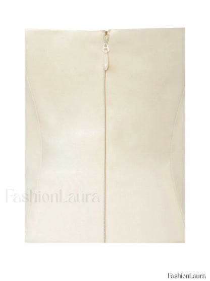 Aubrey Egg White Satin Graceful Bubble Hem Mini Dress