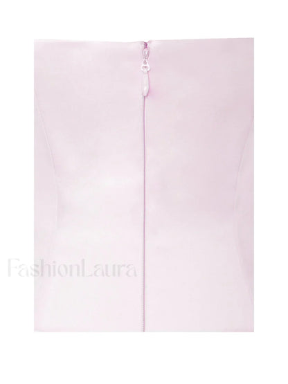 Aubrey Pink Satin Charming Bubble Hem Mini Dress