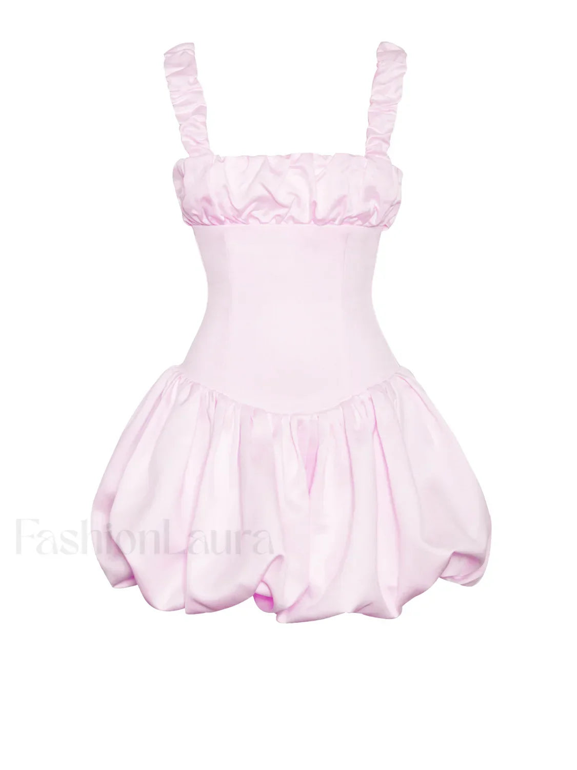 Aubrey Pink Satin Charming Bubble Hem Mini Dress