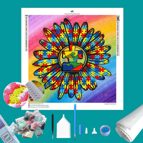 Autism Puzzle Sunflower Diamond Painting