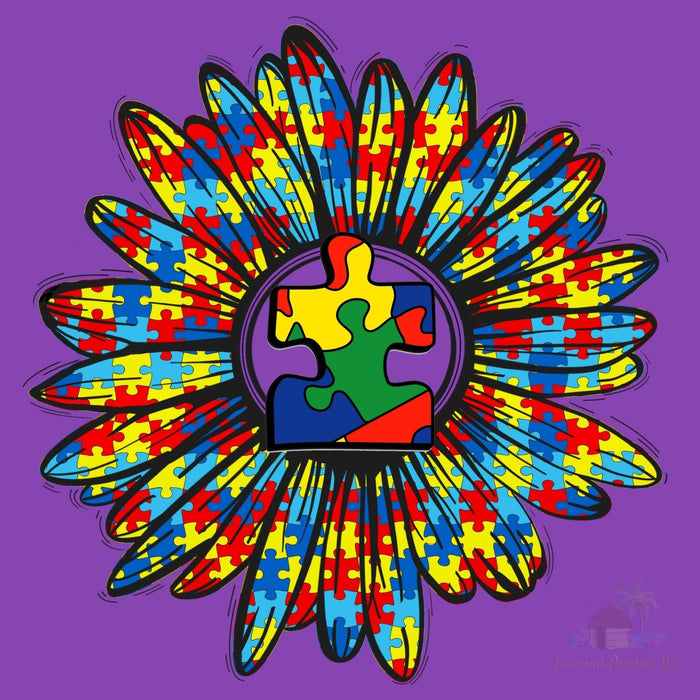 Autism Puzzle Sunflower Diamond Painting-Diamond Painting Hut