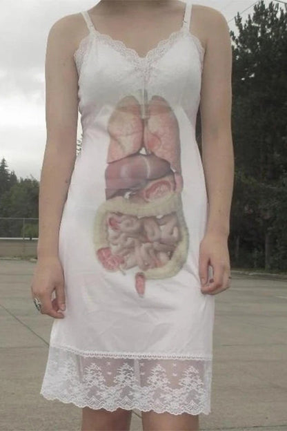 Y2K Emo Sleeveless Print Mini Dress
