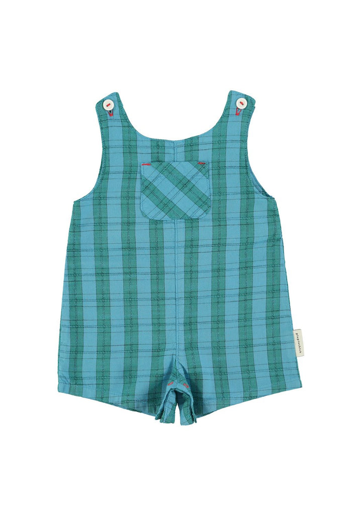 Baby Short Jumpsuit in Blue & Green Checkered