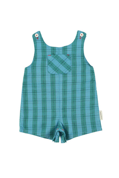 Baby Short Jumpsuit in Blue & Green Checkered