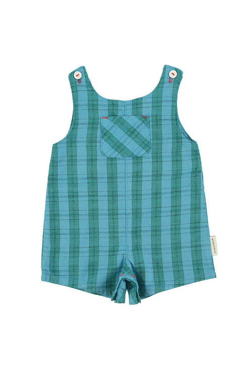 Baby Short Jumpsuit in Blue & Green Checkered