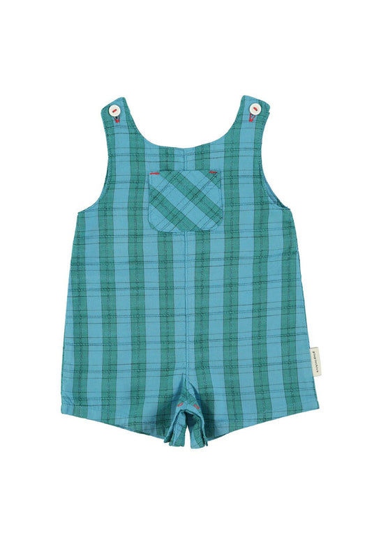 Baby Short Jumpsuit in Blue & Green Checkered
