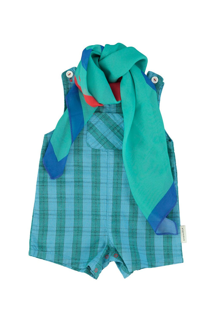 Baby Short Jumpsuit in Blue & Green Checkered