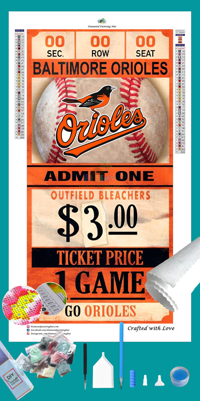 Baltimore Orioles MLB Ticket Diamond Painting-Diamond Painting Hut