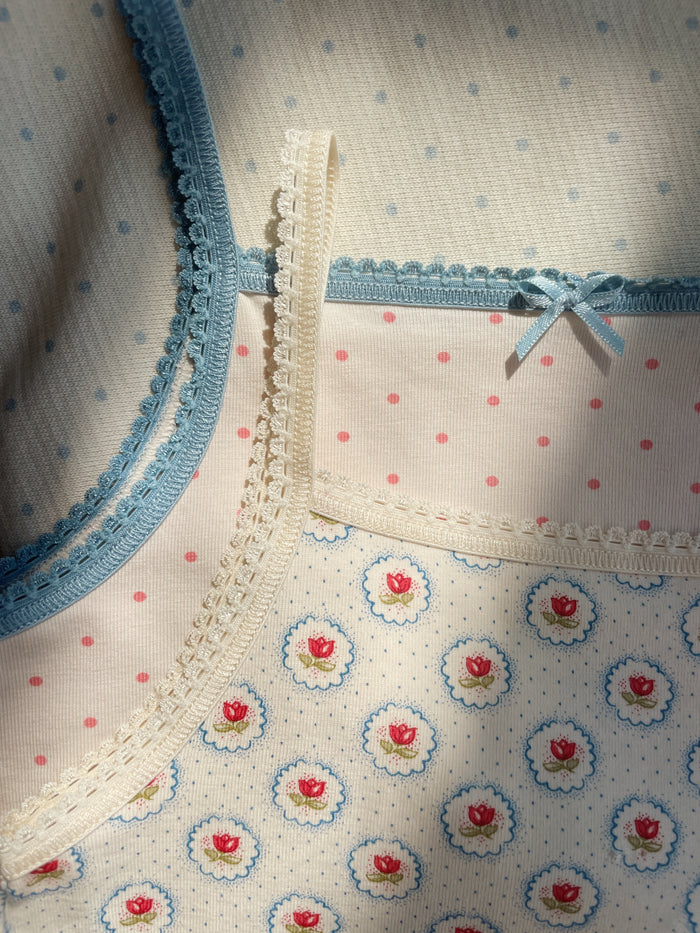 Basic 2-Pack Strap Tops in Pirouette Dot/Mirage