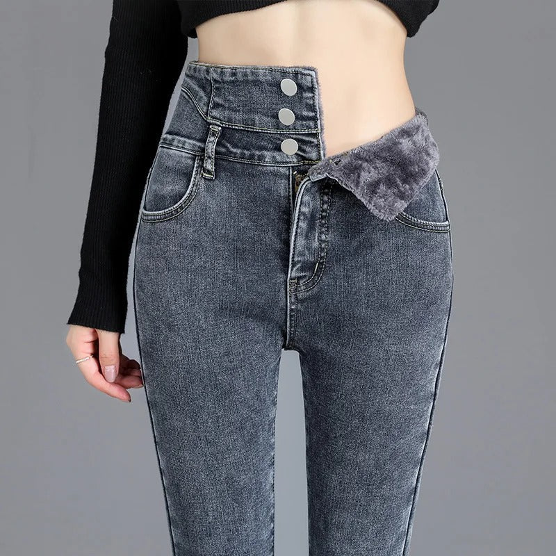 Women's Casual Thick Fleece Lined Skinny Jeans | Ideal for All Seasons