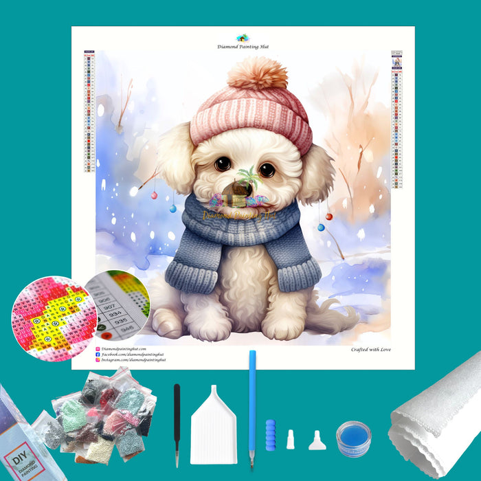 Bichon Frise Winter Diamond Painting