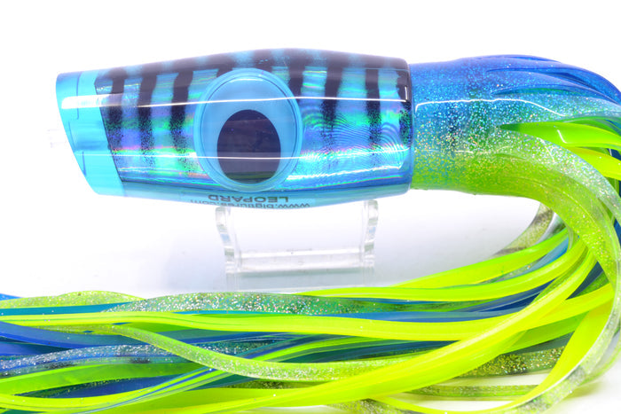 Big T Lures Ice Blue Rainbow Mackerel Leopard 12" 10.7oz Skirted Blue-Silver-Chartreuse