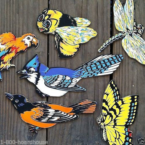 BIRDS BEES INSECTS Figural Cardboard Sign Collection 1950s