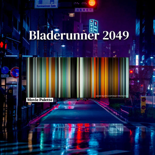 Blade Runner 2049 movie barcode canvas print, the whole film as stripes of color