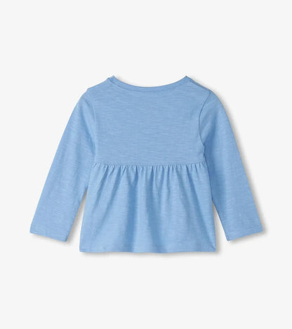 Blue Big Groovy Heart Gather Back Tee