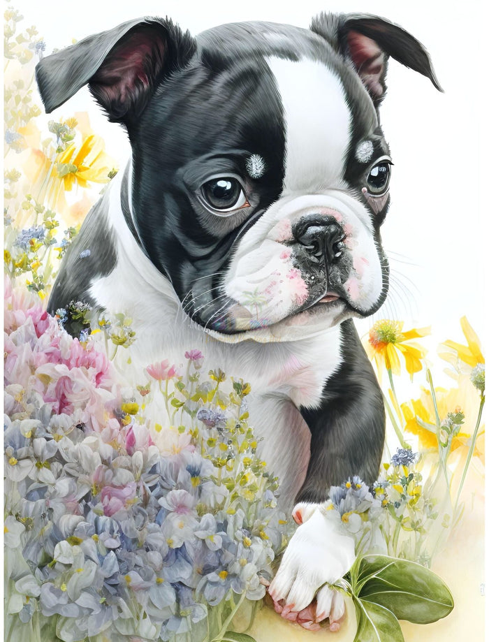 Boston and Flowers Diamond Painting-Diamond Painting Hut