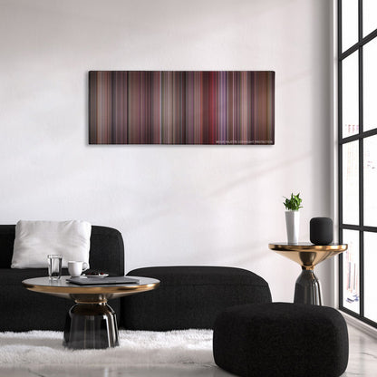 Breakfast at Tiffany's color palette canvas above a black sofa with a gold-topped table