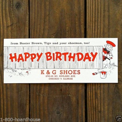 BUSTER BROWN & TIGE Shoes Birthday Card 1950s