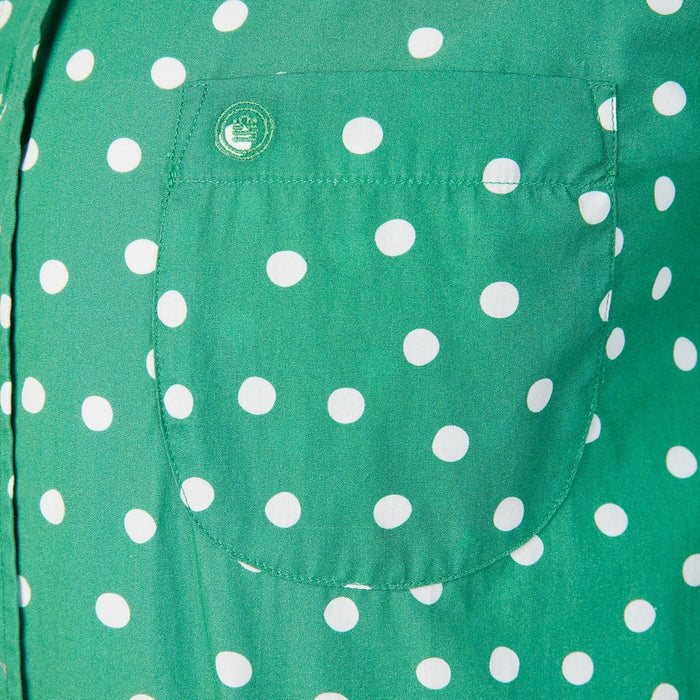 Chemise à pois manches courtes vert gazon en coton homme serge blanco