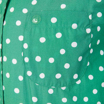Chemise à pois manches courtes vert gazon en coton homme serge blanco