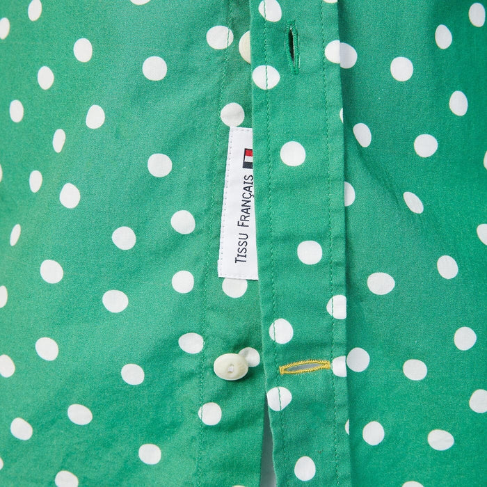 Chemise à pois manches courtes vert gazon en coton homme serge blanco
