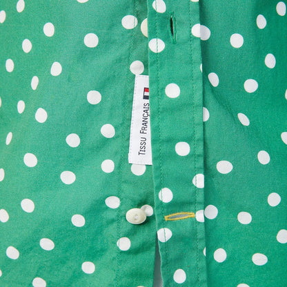 Chemise à pois manches courtes vert gazon en coton homme serge blanco