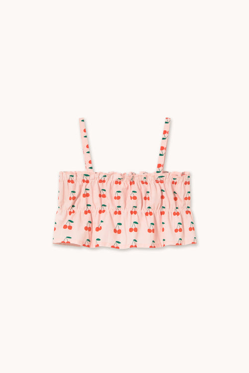 Cherries Top in Pastel Pink