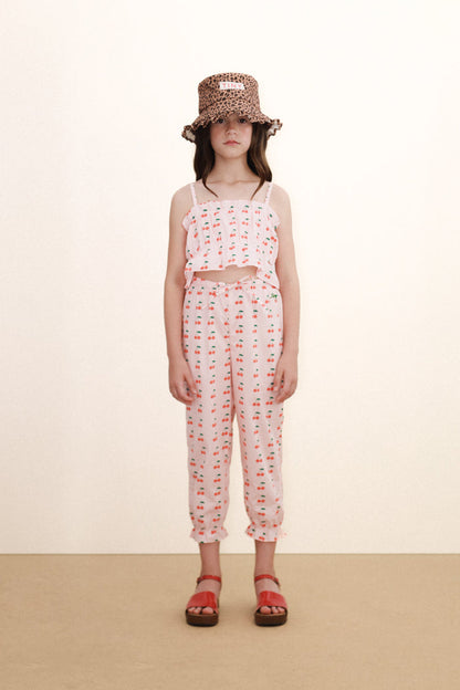 Cherries Top in Pastel Pink