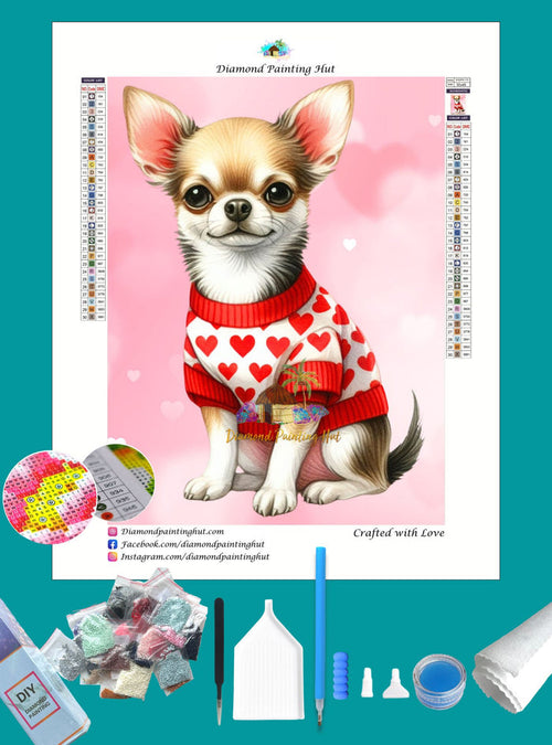 Chihuahua Valentine's Diamond Painting