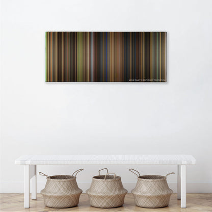 Cinderella color palette canvas above a white bench with three woven baskets