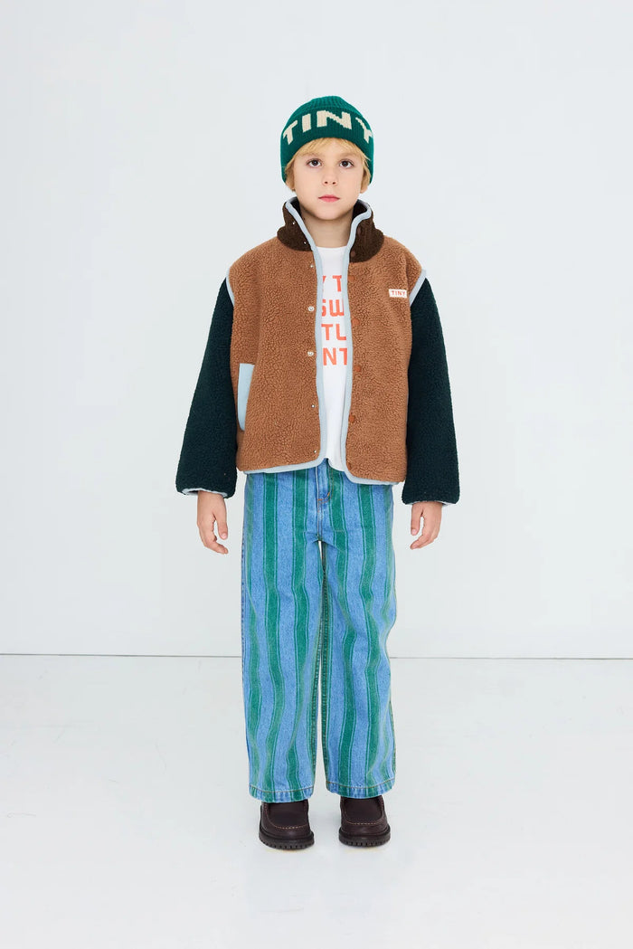 Color Block Polar Sherpa Jacket in Light Brown