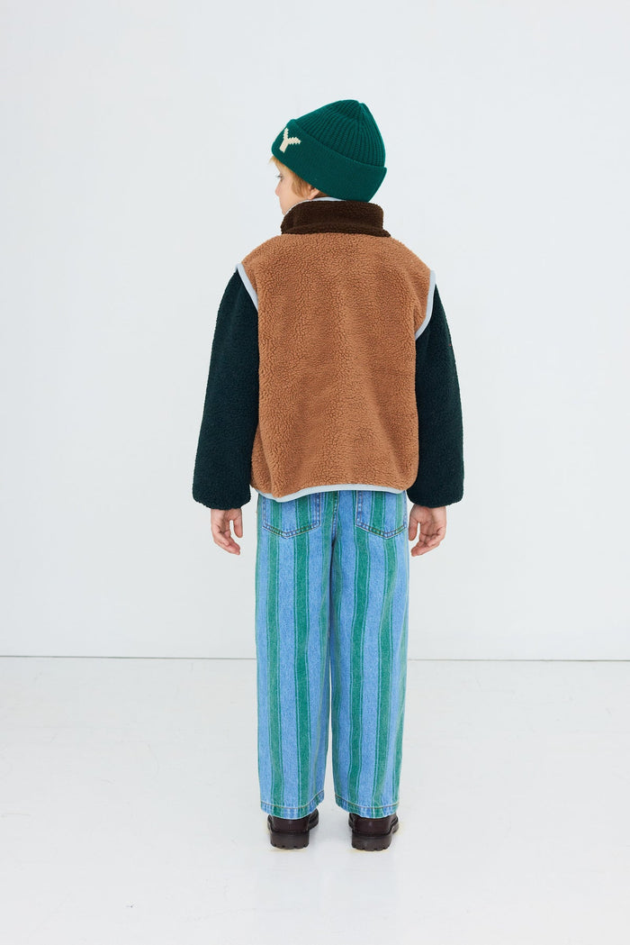 Color Block Polar Sherpa Jacket in Light Brown