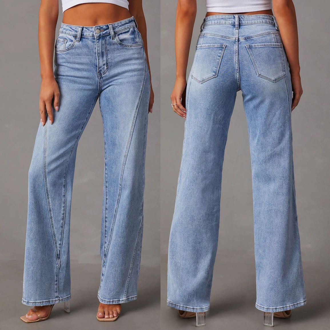 Women Fashion Casual High Waist Loose Jeans