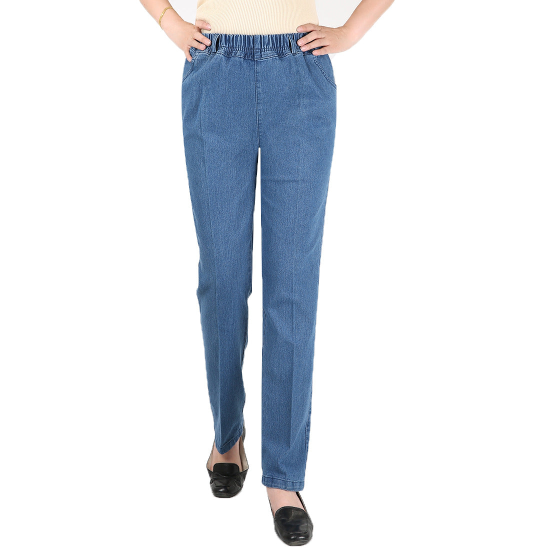 Women Casual Loose Plus Size Stretch Medium Wist Denim Skinny Pants Jeans