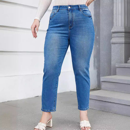 Women Fashion Casual Plus Size Slim-Fit Jeans