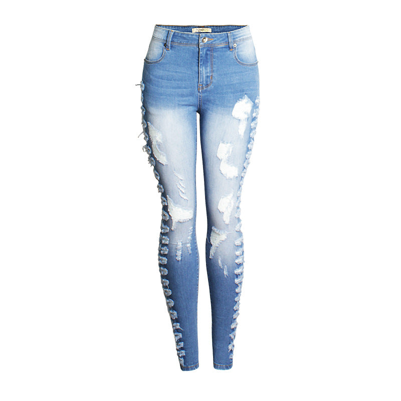 Women Fashion Casual Stretch Ripped Skinny Jeans