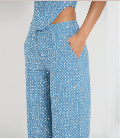 Women Fashion Casual Sequin Jeans