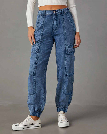 Women Fashion Casual Loose Jogger Cargo Jeans