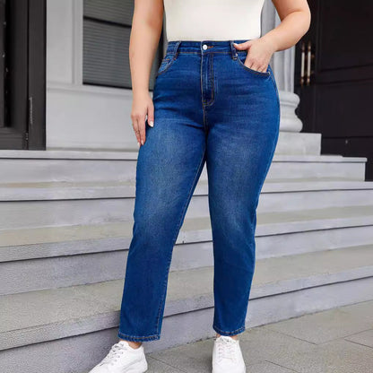 Women Fashion Casual Plus Size Slim-Fit Jeans