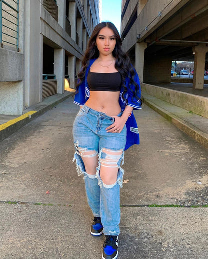 Women'S Fashion Casual Ripped Straight Jeans