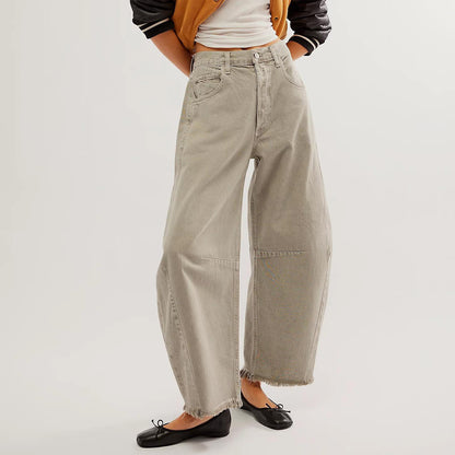 Women Fashion Casual Loose Straight Leg Jeans