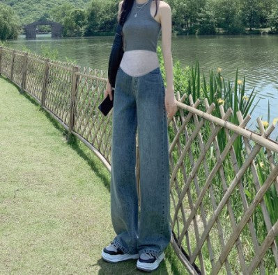 Pregnant Women Fashion Casual Belly Straight Jeans