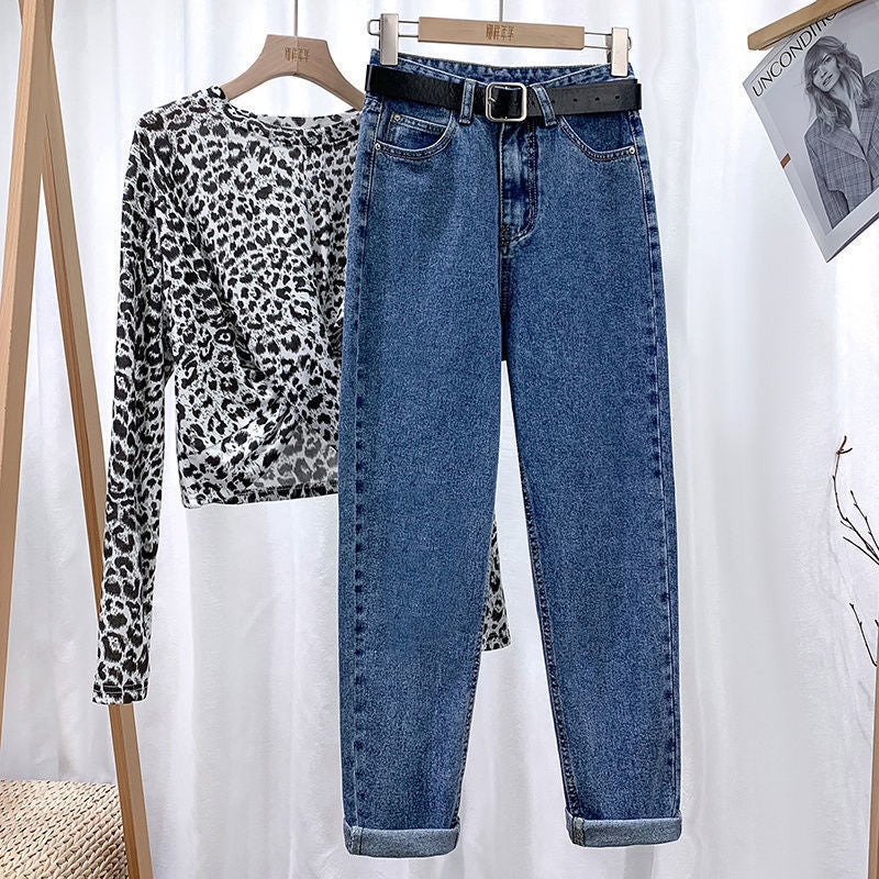 Women Casual High Waist Straight Jeans