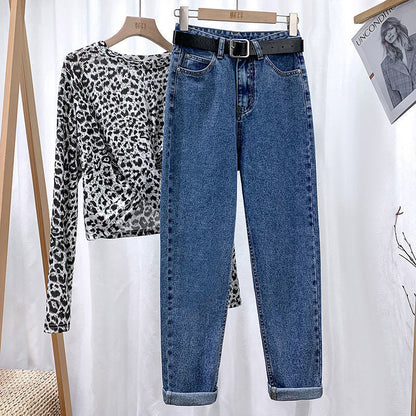 Women Casual High Waist Straight Jeans