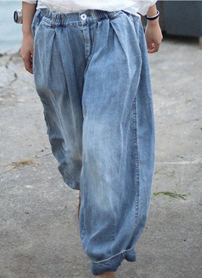 Women'S Fashion Vintage Casual Floral Embroidery Loose Jeans