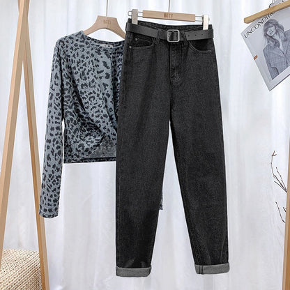 Women Casual High Waist Straight Jeans