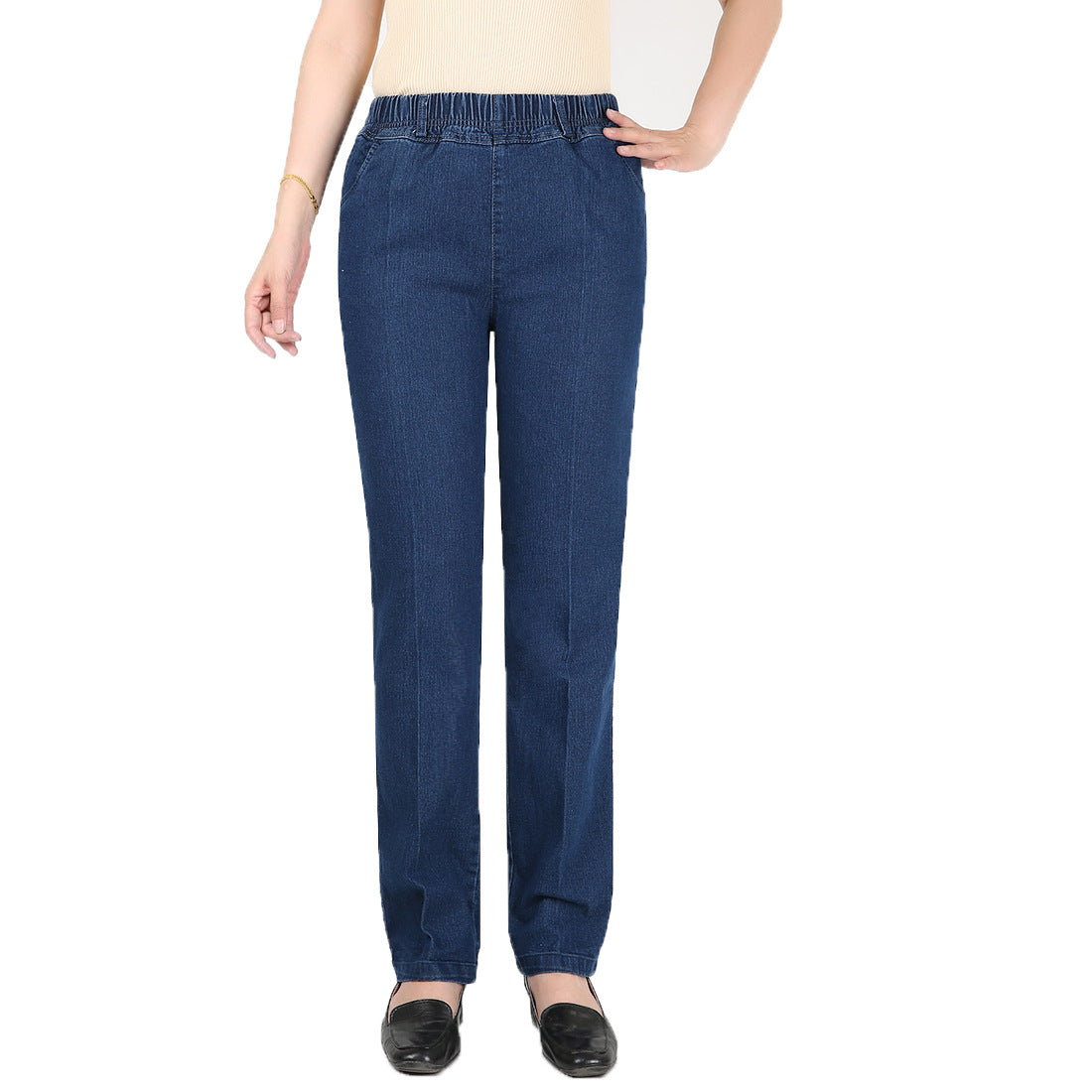 Women Casual Loose Plus Size Stretch Medium Wist Denim Skinny Pants Jeans