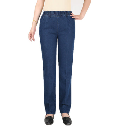 Women Casual Loose Plus Size Stretch Medium Wist Denim Skinny Pants Jeans