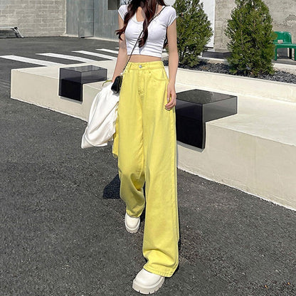 Women Fashion Loose Casual Straight Jeans