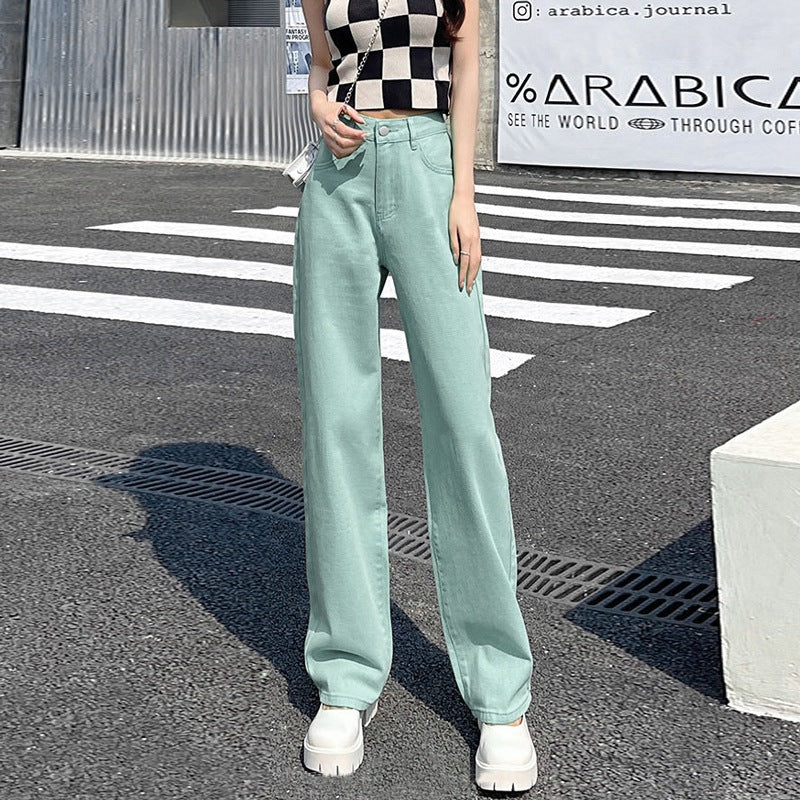 Women Fashion Loose Casual Straight Jeans